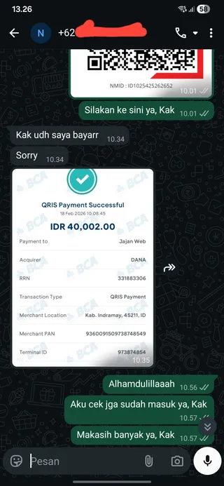 Testimoni Canva Pro Bisnis (Tim) — screenshot asli pelanggan Jajan Web