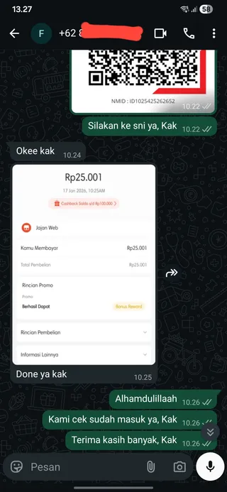 Testimoni GitHub Student Developer Pack — screenshot asli pelanggan Jajan Web